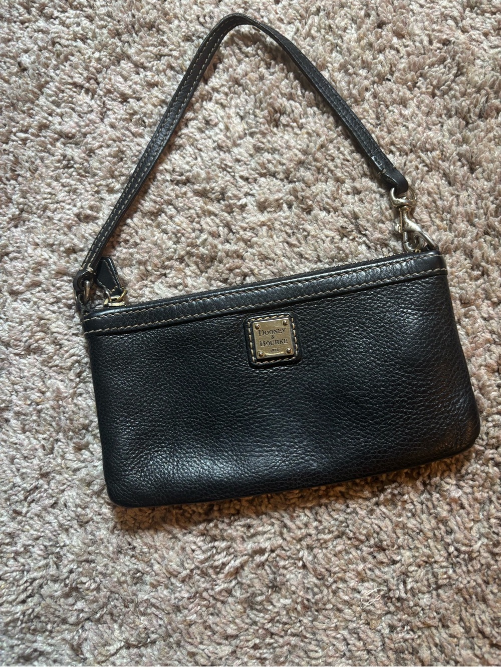 Dooney & Bourke Black Pebbled Leather Wristlet Clutch